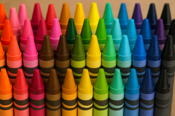 Photo of pack of multi-coloured wax crayons